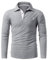 GLESTORE Long Sleeve Polo Shirts Mens Slim Fit T Shirt Golf Button Down Collared Dark Gray L