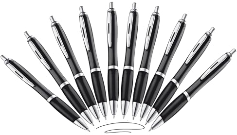 Libetui Set 10 Kugelschreiber ergonomische schwarze Kulli schwarze Tinte rutschfeste Griffzone Großraumine Schwarz Druckkugelschreiber schwarzschreibend Kulis 10er Schwarz