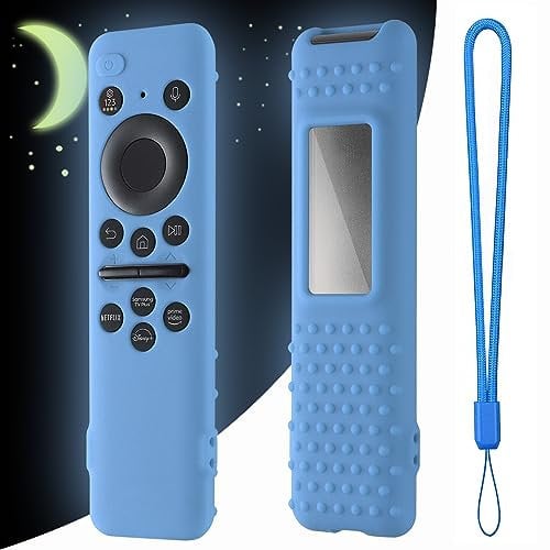 Silicone Remote Cover for Samsung BN59-01432A 2023 TM 2360E Samsung Smart TV Remote Samsung Solar Panel Remote Case Cover with Lanyard (Glow blue)