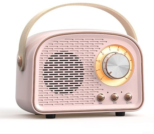 Portable Retro Wireless Speaker, Retro Cute Speaker With FM Radio Speaker Music Stereo Rechargeable, Fast Recharge(Pink)