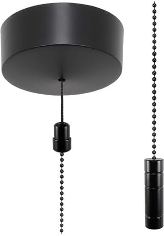 ElekTek UK Safety Approved Matt Black Bathroom Light Pull Switch Kit Black Cylinder Fob Handle + Chain, EN 60669-1 & CE Mark, Earth Terminal, 6A 250V, 1 or 2 Way, Wiring Instructions