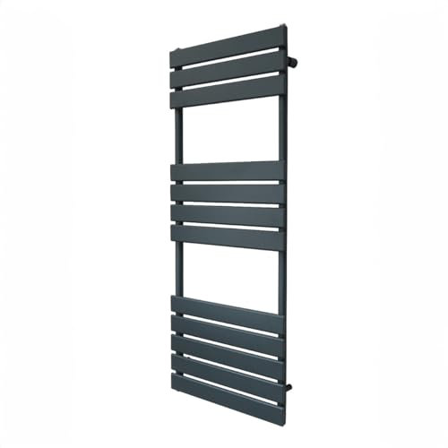 Radiador Toallero Panel plano | 1200 mm x 450m |Gris Antracita | Acero Primera Calidad | Certificado CE: CE y UKCA | Kit de Fijación y Cepillo de Limpieza GRATIS | Calefactor