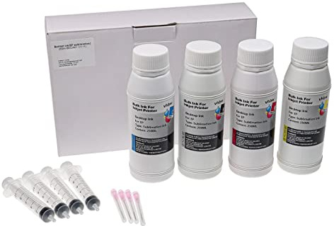 vhbw 4X Sublimationstinte kompatibel mit Ricoh Aficio GX E3300N Sublimationsdrucker - Refillset Cyan, Magenta, Yellow, Schwarz, 250ml
