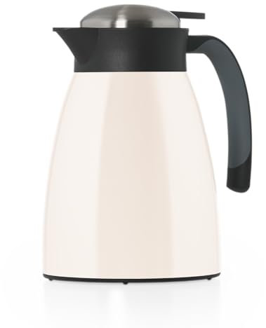 Blumtal Thermoskanne 1l - BPA-freie Teekanne mit Quick Tip Verschluss - auslaufsichere Kaffeekanne thermo für langanhaltende Isolation/Thermoskanne Weiß - Kaffekanne/Isolierkanne Edelstahl Off-White
