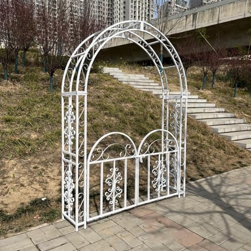 Yajuer Metallbogen-Spalier, Gartenbogen mit Tür, Kletterpflanzen, Rosenrebe, Pergola-Laube für Rasen, Terrasse, Hochzeit, Brautparty, Dekoration (Size : 200cm/78.7in)