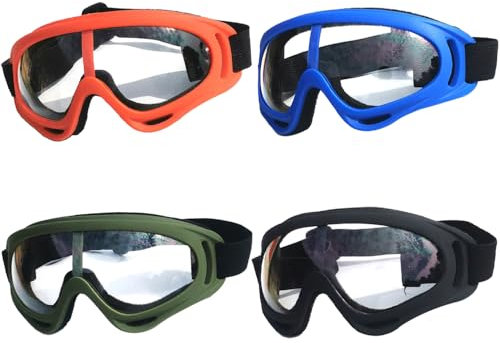 4 Stück Schutzbrille Kinder Motorradbrille Winddicht Schutzb Augenschutzbrille Verstellbar Fahrradbrille für Labor Radfahren Skifahren Outdoor