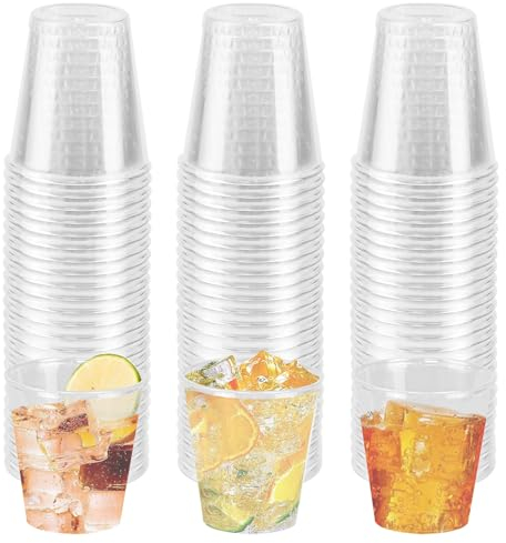 Kleemeiero 150 Stück Schnapsgläser Plastik 50ml/5cl Shotgläser Wiederverwendbarer Plastikbecher Trinkbecher Transparent Shot Becher Partybecher Schnapsbecher für Geburtstage Verkostung Partys