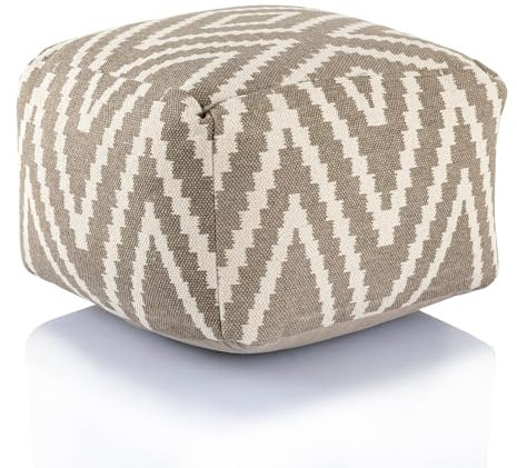 casamia Fusshocker Pouf Sitzwürfel Kelim 50x35x50cm Bodenkissen Baumwolle Farbe Taupe