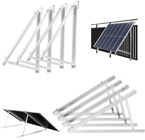 BENY Support Panneau Solaire 120cm/ 47,3 pouces, Support de Panneau Solaire Angle Réglable 0-90°, Support de Panneau Solaire Pour Toits Plats, Jardins et Balcons (2 Paires)