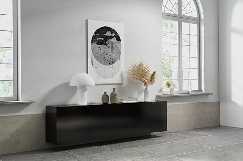Wuun® Somero Sideboard Highboard SDF5 / 240cm B:(2x120) H:60cm T:40cm I Schwarz-Matt