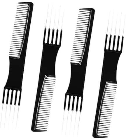 UYVPAER 4 Piezas Peines Para Mujer, Peine De Doble Cabeza Con Tenedor De Metal Herramienta Para Recoger El Cabello Peine Para Peluquería, Cabello Fino Y Grueso