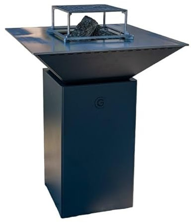 Pack DÉCOUVERTE - Braséro Plancha BBQ Cévenol 74x74x90 Gris Anthracite 7016 Double CUVE Alu + Grille + Stop-Food - Grill’Chic