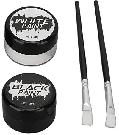 halloween up - Set di trucchi per bambini, in bianco e nero, con 2 pennelli, per trucchi teatrali, Halloween, trucchi di carnevale, feste, impermeabile