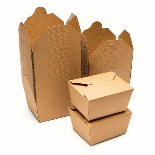London Coffee Cups No.1 Kraft Food Boxes, Cardboard Deli Containers, Disposable takeaway Boxes, Cardboard Food Containers for Stir-Fries, Salads, Meals, BBQ, Restaurants and Cafes (750ml, case of 50)