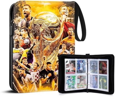 LUFEIS Fußball Sammelkarten Album, Fußball Karten Ordner, Transparente Karten Aufbewahrungstasche, Fußball Sammelalbum, 50 Seiten 400 Karten Kapazität, Karten Halter für Fußball mit Reißverschluss