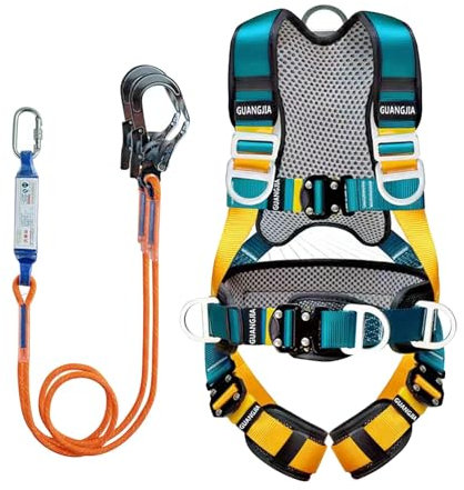 Magicbox Fallschutz Auffanggurt mit Verdickte Lendenwirbelstütze für Outdoor Baumklettern Bergsteigen Rettungsdienst Fallschutz Auffanggurt Absturzsicherung Sicherheitsgurt Set