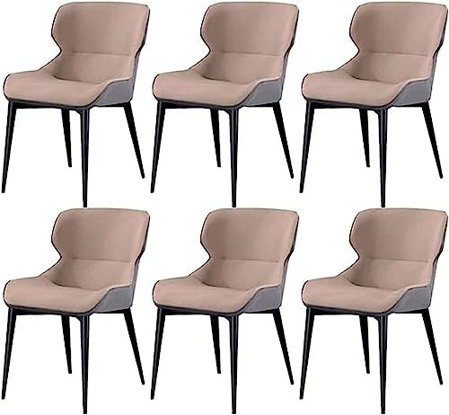 JIESOO Esszimmerstühle 6er-Set Beistellstühle Wasserdichtem PU-Leder mit Gestell Aus Kohlenstoffstahl Stühle for Die Küche Wohnzimmer Lounge Und Theke(Skin Tone)