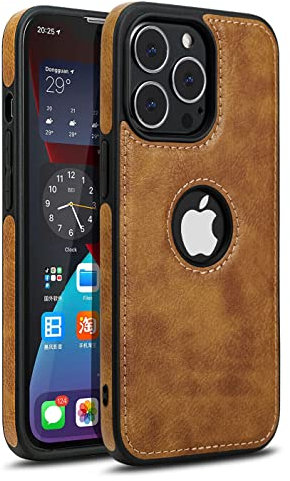 Mixroom - Custodia Cover Case per iPhone 16 PRO Max Case in Eco Pelle Marrone e TPU Silicone Morbido di Qualita Ultra Resistente.