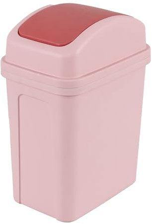 Doryh 7 Litres Slim Garbage Bin with Swing Lid, Pink Plastic Small Bin for Bathroom/Bedroom/Office, 1 Pack