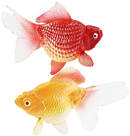 xowwyue 2 Stück Gefälschte Goldfische Künstliche Bewegliche Fische Plastikfischmodell Schwimmende Deko Aquarium Ornament Für Zuhause, Büro, Tank, Kollegen, Freunde 4,5x5 cm