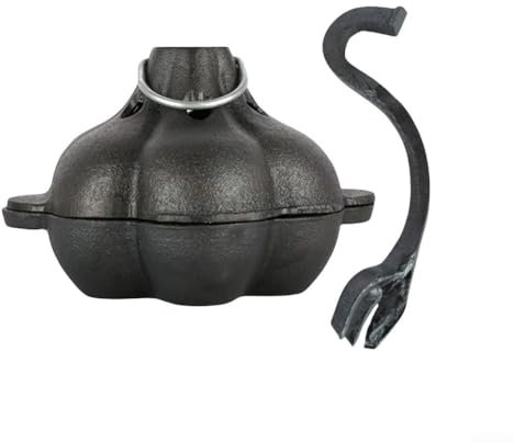 Cast Iron For roasting Pan for Even Heating Perfect for Stewing Chestnuts and Garlic