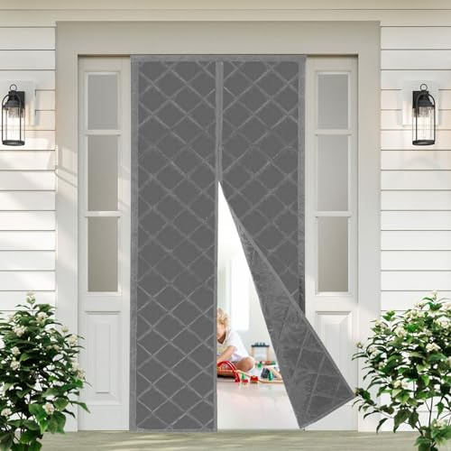 Steeviuzj Thermo Türvorhang Kälteschutz Magnet Wärmeschutzvorhang - 85x205cm, Wärmedämmung mit Klettband für 32x80 Zoll Türen, für Balkon, Haustür & Klimatisierte Räume
