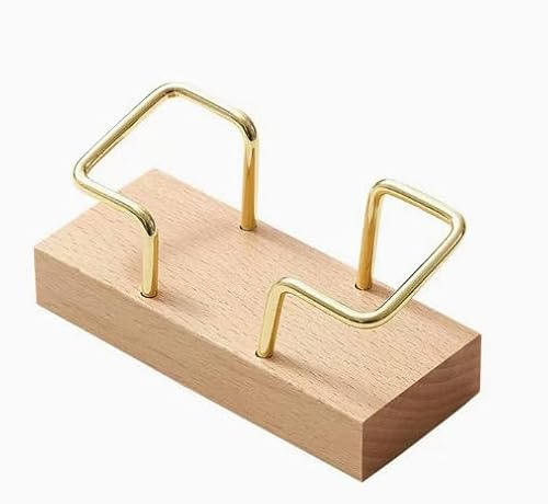 SERYUUT Porta biglietti da visita in legno Espositore minimalista per biglietti da visita da ufficio realizzato in legno naturale e metallo Elegante organizer per scrivania e reception