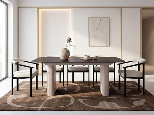 WFL GROUP Ausziehbarer Rechteckiger Esstisch – XXL Modernes Design Metallgestell in Kaschmir – für 10-14 Personen, 200 x 90/300 cm – Schwarz