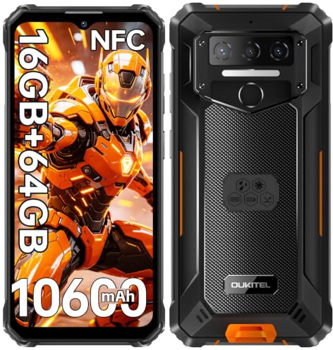 OUKITEL WP23S Rugged Smartphone 10600mAh, Android 15 Rugged Mobile Phones | 16GB RAM+64GB ROM Tough Smartphone, 6.52” Display, 13MP Camera, 4G Dual SIM, IP68/69K Waterproof Phone, NFC, Fingerprint, OTG