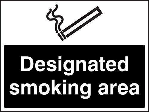 Caledonia Schilder 13247e weiß/schwarz DESIGNATED SMOKING AREA Zeichen, starrer Kunststoff, E: 200 mm x 150 mm