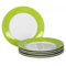 van Well Vario Frühstücksteller-Set 6-teilig - Teller-Service für 6 Personen - Kuchen-Teller mit Ø 20cm - Porzellan-Set weiß mit Rand in Grün - Dessert-Teller-Set mikrowellengeeignet