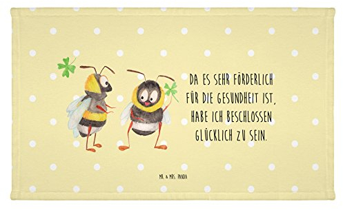 Mr. & Mrs. Panda Gäste Handtuch Hummeln Kleeblatt - Geschenk, lustige Sprüche, glücklich Sein, Frottier, Gute Laune, Tiere, Kinder Handtuch, Spruch