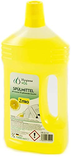 Hygiene VOS Geschirrspülmittel Zitro 1 Liter. Umweltfreundlich mit hoher Fettlösekraft. Perfektes Geschirrspülmittel flüssig für Gastronomie, Industrie und Haushalt - Zitro spülmittel 1L (2)