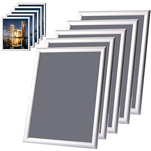 Snap Poster Frame, 5x A4 Waterproof Aluminium Poster Silver Snap Frame Clip Frame Picture Photo Holder for Home and Office