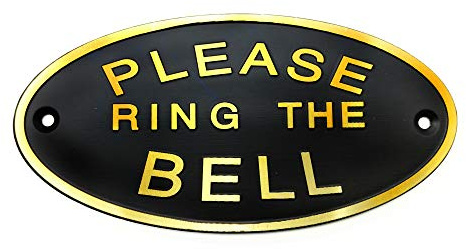 Please Ring the Bell Aluminium Doorbell Sign with Screws Black and Golden 5.5x2.7 inch