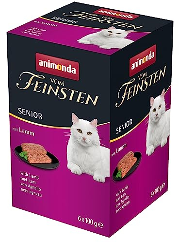 animonda vom Feinsten Senior Katzenfutter nass Nassfutter mit Lamm (6 x 100g), Katzenfutter ab 7 Jahren, ohne Getreide ohne Zucker, mit frischen, fleischigen Zutaten