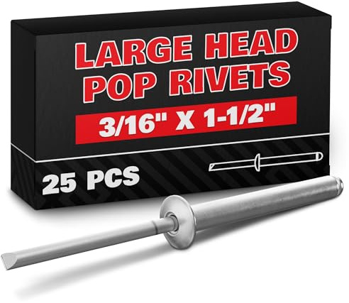 Aluminum Long Rivets 25 Pcs, 3/16 x 1-1/2 Large Dome Head Fasteners