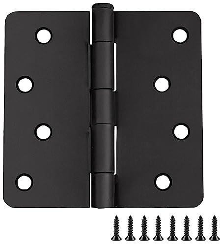 Design House 188953 Lot de 10 charnières de porte intérieures en acier à rayon de 6,35 mm, 10,2 x 10,2 cm, noir mat