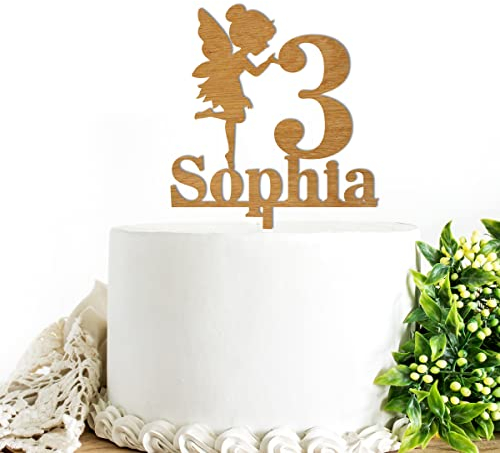 personalisierter Cake Topper mit Name und Fee, Fairy, für Geburtstag, Geschenk, Torten Topper, Kindergeburtstag