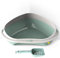 CAT CENTRE Green Jumbo Corner Cat Open Litter Tray With Scoop Bundle Kitten Pet Toilet Plastic Loo Pan Box Anti-Spillage Lowered Entry Step Rounded Corners Detachable Rim Easy Cleaning No Spilling
