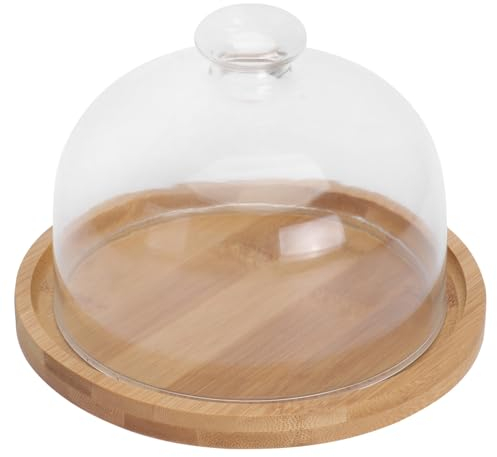 DOITOOL Cake Stand with Dome Lid, Dessert Display Stand, Cake Tray with Glass Dome, Cake Container Pastry Plate Snack Tray, Glass Cloche for Food Storage 16X16X11.5cm