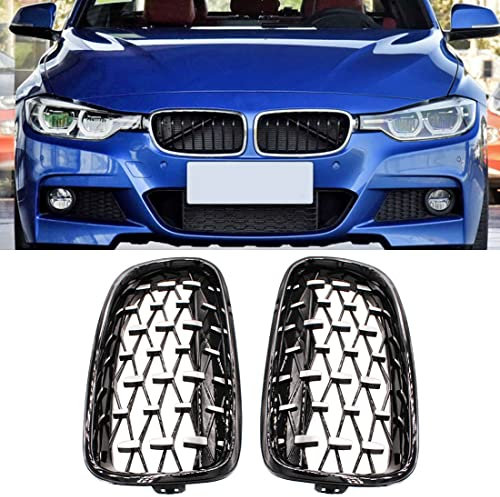 TOOWGM Kühlergrill für BMW 3er-Serie F30 F31 2012–2018 320i 325i 328i 330i 335i Diamond Nieren Racing Grille (schwarz)
