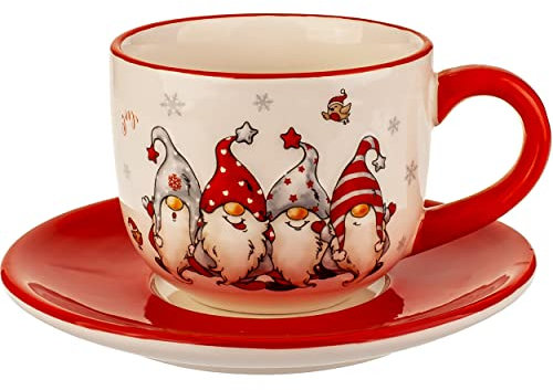 alles-meine.de GmbH 4 TLG. Set 3D Effekt Henkeltassen lustige Wichtel & Zwerge groß - 250 ml - Porzellan Tassen - Trinktassen mit Henkel - Tassen Becher - Porzellantassen..