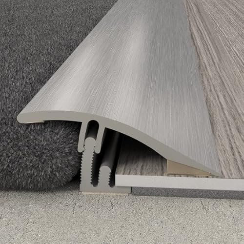 PROVISTON - Übergangsprofil mit Höhenausgleich - 38 x 1860 mm - Aluminium - Metallprofil - Bodenprofil - Übergangsschiene - Gebohrt - Silber - 1 Profil