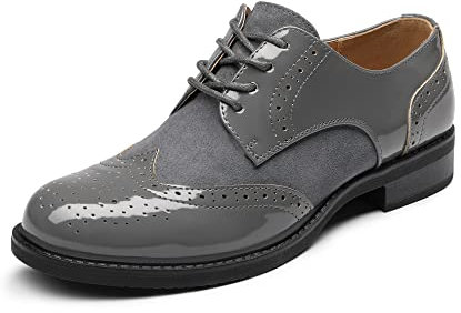 DREAM PAIRS Scarpe Stringate Donna Oxford Scarpe Piatte Grigio Scuro SDOX2201W-E Größe 41 (EUR)