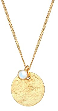 Elli Halskette Damen Plättchen Anhänger Vintage Organic mit Mondstein in 925 Sterling Silber