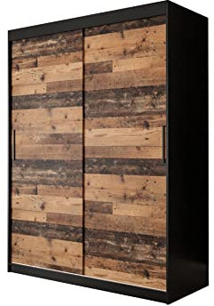 mb-moebel Armoire de Chambre avec 2 Portes coulissantes Dressing Garde-Robe Penderie (Tringle) avec étagères (LxHxP): 150x200x62 cm - Alter STIL T (sans tiroirs)