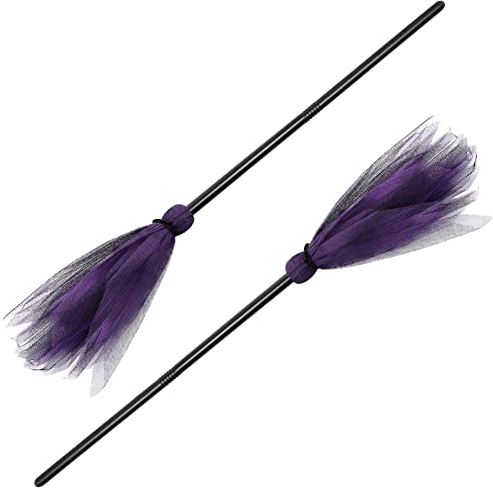 CLISPEED 2Pcs Halloween Hexenbesen für Kinder Plastikzauberer Besenstiel Kostümzubehör Cosplay Broom Requisiten Fliege Besenstift für Festival Halloween Masquerade Cosplay Party (Zufällige