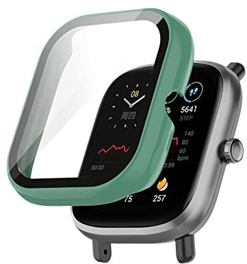 SeNool Funda Compatible con Amazfit Bip U/Bip U Pro, Carcasa Protectora con Cristal Templado Protector de Pantalla, [Dureza 9H] Protección Carcasa Compatible con Amazfit Bip U Pro/Bip U - Verde