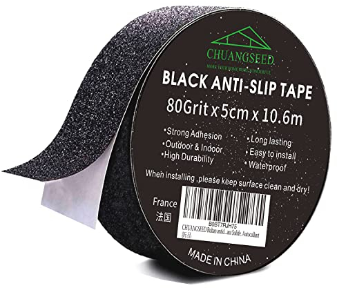 CHUANGSEED Ruban Autocollant Anti-dérapante, 5.0cm x 10.6m,Bandes antidérapantes avec Ruban adhésif antidérapant pour escaliers, marches, revêtements de Sol, Ruban antidérapant Solide, Autocollant